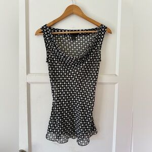 Polka Dot Sleeveless Blouse - Black and White